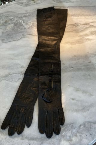 Vintage Shoulder Length Kidskin Leather Gloves From Christian Dior Sz 6 1/4