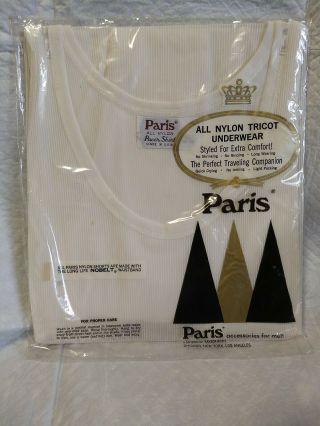 Vtg 60s Paris Men’s Athletic Shirt Tanktop Undershirt White Nos Rare 46 - 48