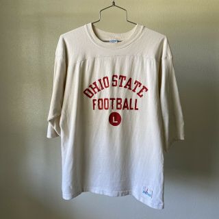 Vintage 70s Champion Blue Bar 100 Cotton Ohio State Football Jersey T Shirt L