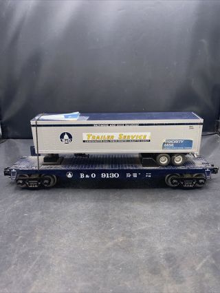 O Scale - Mth Railking 30 - 7010e Baltimore & Ohio Flatcar W/ Trailer B&o 9130 O2191