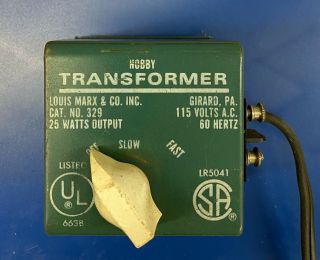 Vintage Louis Marx Hobby Transformer 329 115 Volts 25 Watts Output