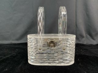 Vintage Wilardy Clear Acrylic Lucite Oval Box Purse 1940 