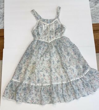 Vintage 70’s Gunne Sax Prairie Floral Print Midi Dress Size 5 Girls Lace Summer
