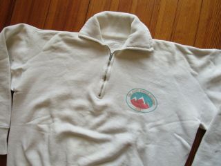 Vtg 50s 1959 Girl Scout Senior Roundup 1/4 Zip Sweatshirt White Cotton Ink Print