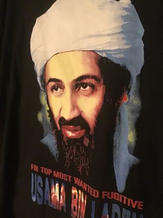 Vintage Osama Bin Laden Americas FBI Most Wanted Tshirt Rare Tee Sz Xl Thunder 2