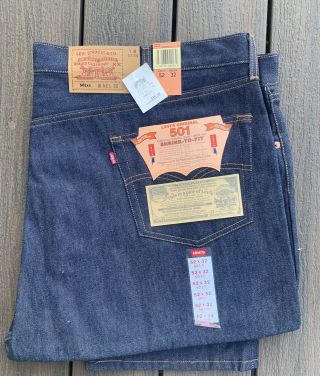 Vtg Levis 501 Shrink To Fit Denim Jeans Nos 52 X 32 Levi’s 1993 90s Deadstock