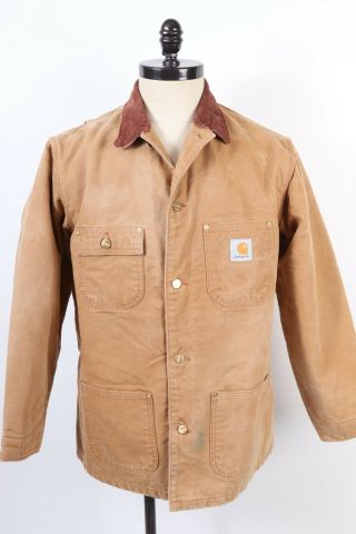 VTG CARHARTT Duck Canvas Blanket Lined Work Chore Coat Jacket USA Mens Size 42 2