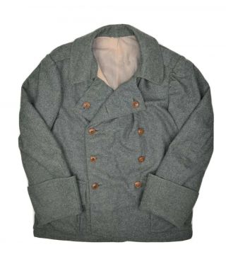 Vintage 1940s Swedish Military Wool Coat Double Breasted Field Jacket M Swiss