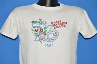 Vintage 70s Boy Scout Camp Warren Levis Piasa Bird Council 76 Staff T - Shirt M