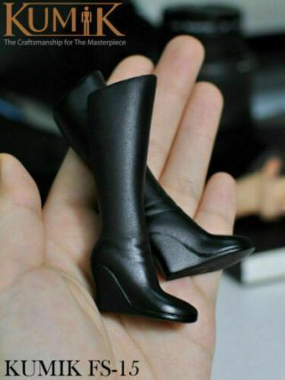 Kumik Fs - 15 1/6 Scale Female High - Heeled Leather Black Shoes Boots Toy