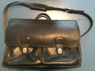 Coach Black Leather Prescott Laptop Messenger Briefcase Attache Case F04s - 0532