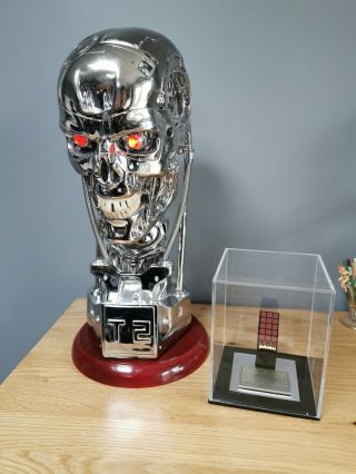 Terminator T2 T800 Endoskeleton Skull Resin Statue Life Size Bust With Led Eyes