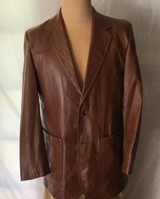 Vtg Mens Sz42l Pioneer Wear Soft Leather Western Blazer Jacket Coat - Cond