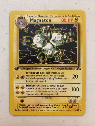 1999 Pokemon Magneton Fossil 1st Edition Non Holo Card 26/62