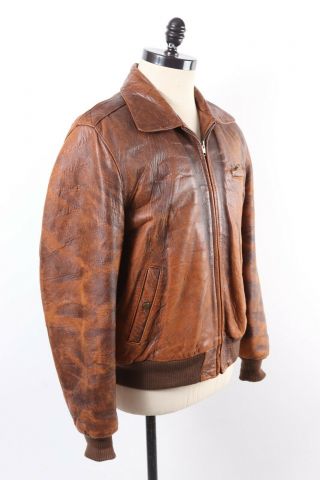 Vintage Adam Spencer Leather Bomber Flight Coat Jacket Mens Size 46
