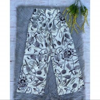 Women Escada Margaretha Ley Vintage Silk Sports Print Trousers Pants 34 Xs