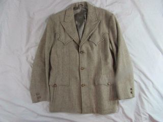 Vtg 50s Penneys Wool Western Ranch Jacket Coat Rockabilly Blazer Hollywood Vlv