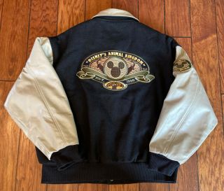Vintage Disney Animal Kingdom Opening Crew Wool Leather Bomber Jacket Xl 1998