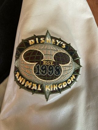 Vintage Disney Animal Kingdom Opening Crew Wool Leather Bomber Jacket XL 1998 3