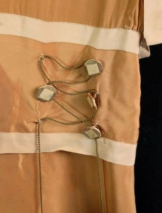 Vintage 1920s Tan Silk Bead Chain Drop Waist Flapper Dress 3