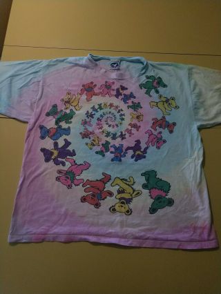 Vintage 90’s Grateful Dead Bear 1995 Liquid Blue T Shirt Xl Gdm Inc.  Tie Dye