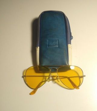 Vintage Ray Ban Amber Sunglasses With Vintage Leather Case