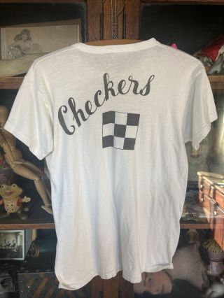 Vintage Mens 1950’s 60’s Checkers Racing Car Club T - Shirt Rare Automotive