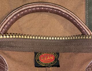 Vintage Ll Bean Canvas Tote Bag 1950’s - 60’s Black Red Gold Tag 26” By 12”