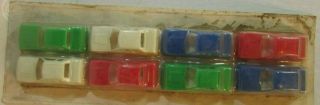 Vintage Plastic Train Landscaping Set Of 8 Cars Blue/ Red/white Green