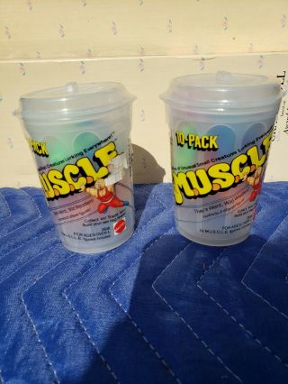 2 Vintage M.  U.  S.  C.  L.  E.  Muscle Men 10 Pack Trash Can In Can 1985