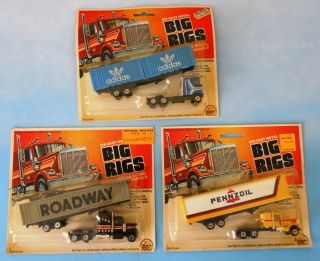 3 Ho Scale Big Rigs Tractor Trailer Trucks Roadway Pennzoil Adidas Nos 1980 