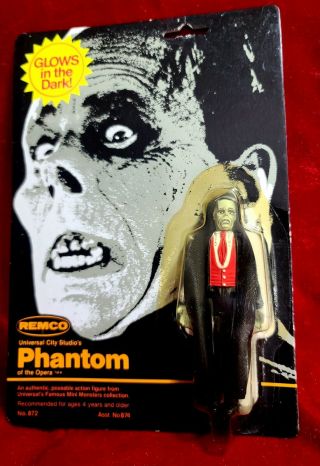 Vintage 1980 Remco 3.  75 " Phantom Of The Opera Universal Monsters Figure Gitd Nip