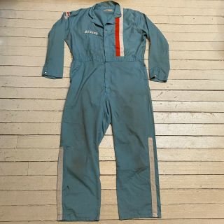 Vintage 1970s Work Wear Corp Blue Cotton Overalls Coveralls Boiler Suit 46r Lg