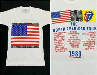 Vintage 1980s Rolling Stones 1989 Steel Wheels North American Tour T Shirt