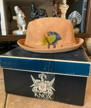 Vintage Knox Feathered Fedora With A Buckle Box Dobbs York