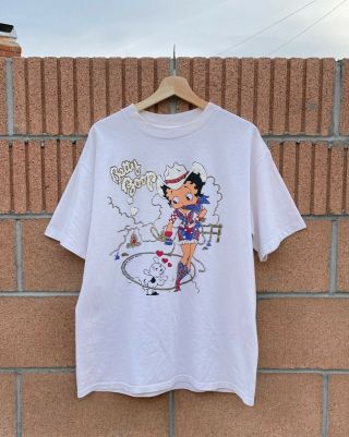 Vintage 1995 Betty Boop Diamond Dust Cowgirl T - Shirt Size Large
