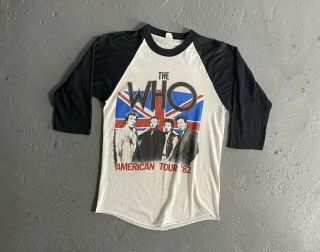 Vintage 80s The Who American Tour ‘82 Raglan Made In Usa Polyester Cotton Shirt