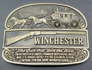 Winchester 44 40 Rifle Guns Firearms Western Brass Vintage Belt Buckle