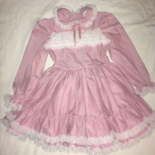 Vtg Miss Quality Ruffled Dress Size 6 Pink
