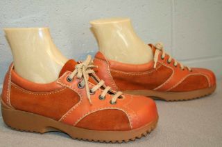 7.  5 Nos Vtg 1960s 1970s Delmar Rust Suede Leather Platform Oxford 60s 70s Shoe