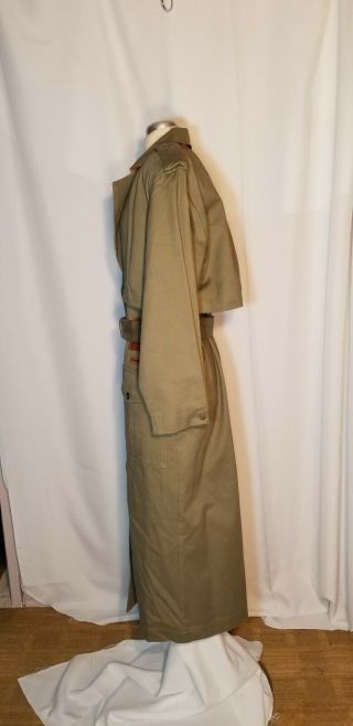 Together Women Sz 8 Green Khaki Leather Trim Cotton Duster Trench Long Coat NWOT 3