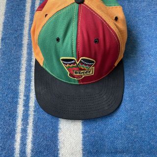 90s vintage Stussy streetwear rasta multicolor cap made in USA on size hat 3