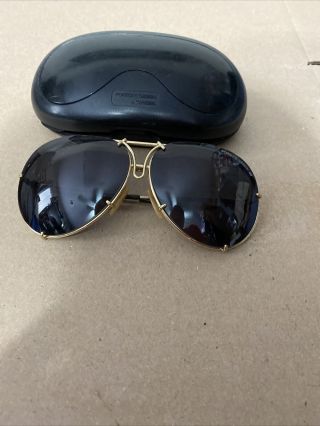 Porsche Design Vintage Gold Frame Brown Lense Sunglasses Aviator Style