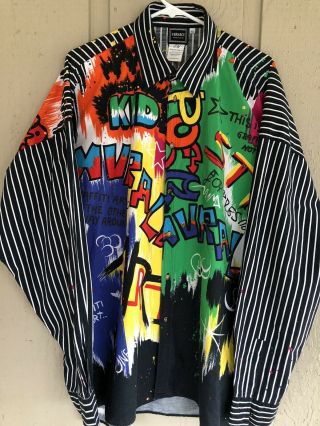 ‘96 Vintage Versace Jeans Couture Men’s Street Graffiti Shirt - Mens Xl