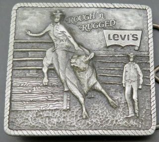 Levi Strauss Clothing Company Bull Riding Cowboy Bergamot Vintage Belt Buckle 2