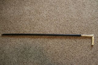 Vintage Antique Walking Stick Cane With Carved Bone ? Early 1900s