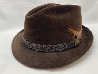 Stetson The Sovereign 7 1/4 " Felt Fedora Chocolate Brown 22.  25 " Inside Band