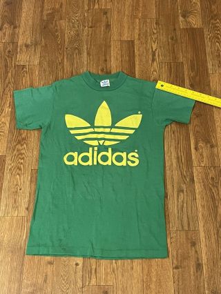 Vintage 1970’s ADIDAS Shirt Trefoil Made In USA Green Size Small 3