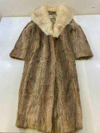 Vtg Mr Adolf York Long Coyote Fur Coat Women Size Med Large Euc