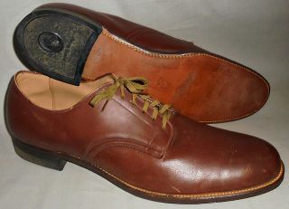 - Rare - Wwii - Us Army - Vintage Military Dress Uniform Nos Leather Shoes - Size 15